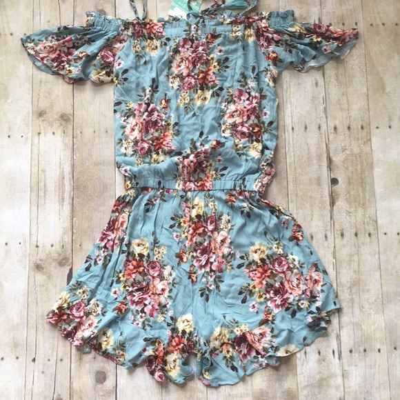 Umgee Off Shoulder Floral Romper - Picture 6 of 6